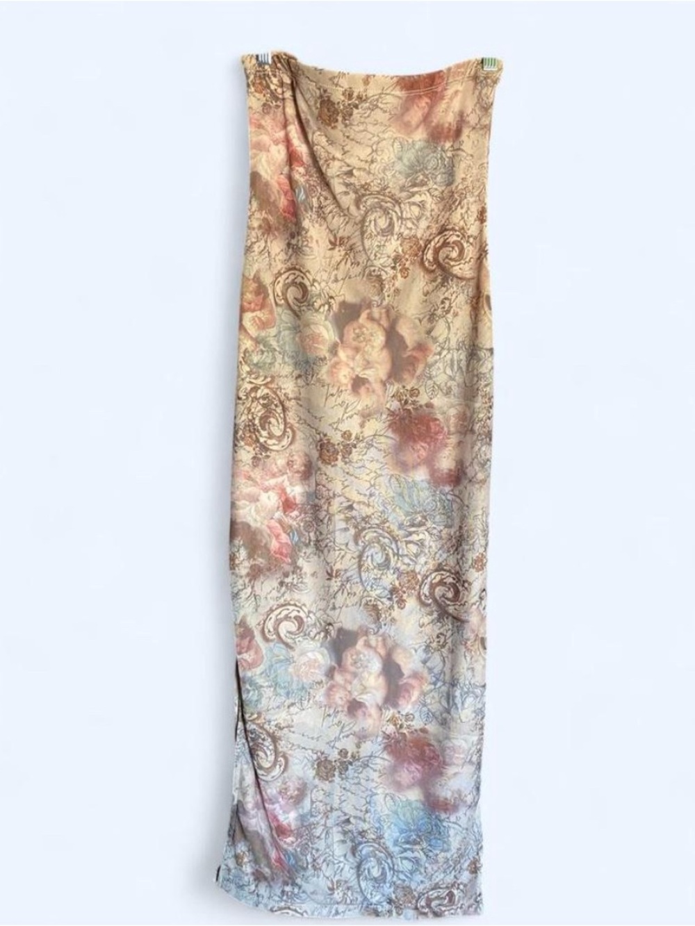Almost Famous Cherub Mesh Strapless Maxi Dress Slit M